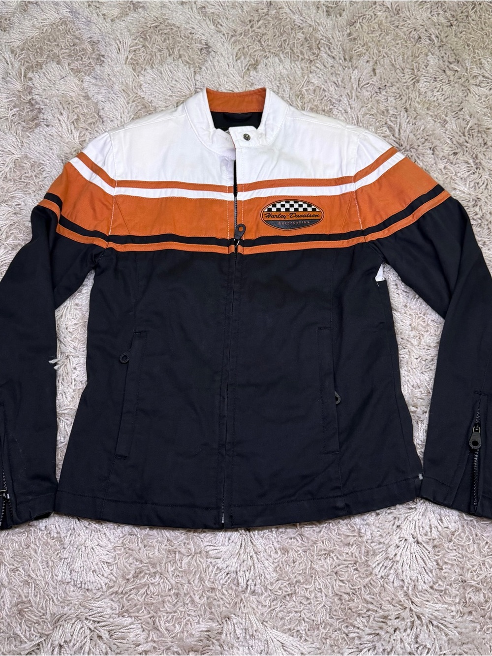 Harley-Davidson MotorClothes Racing Jacket Womens XS Black Orange 98407-06VW